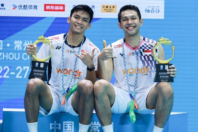 Juara China Open, Fajar/Fikri Selebrasi Aura Farming hingga Persembahkan Gelar untuk Iie Sumirat